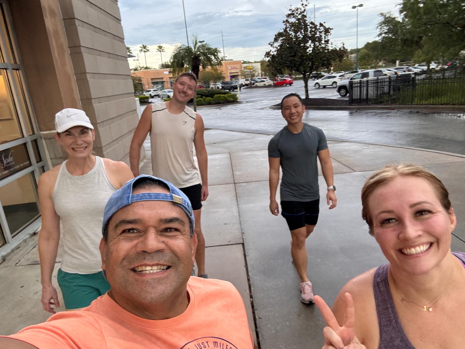 Nick with friends at run club
